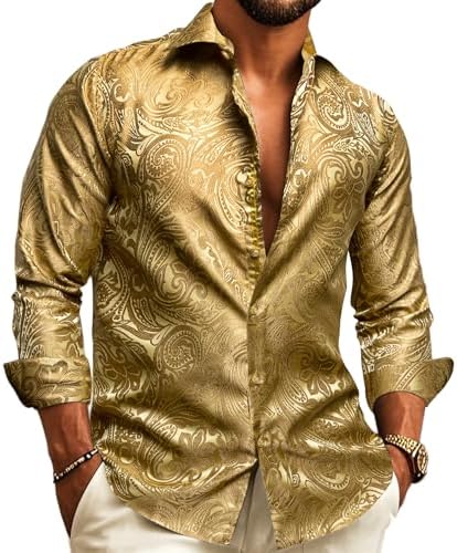 Men's Long-sleeved Paisley Jacquard Shirt – An Elegant Shirt For Weddings, Parties, Evening Wear, And Special Occasions
