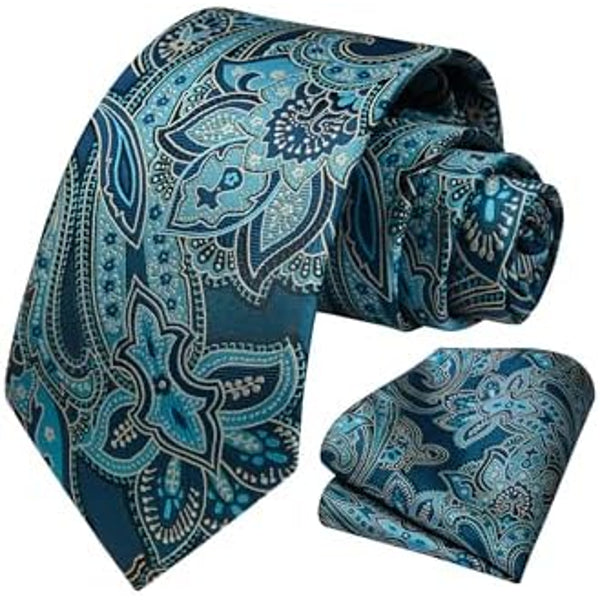 Men's Tie Set With Floral Paisley Pattern – Elegant Formal Accessories For Weddings, Parties, And Special Occasions