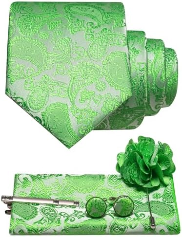 Men's Paisley Tie Set With Coordinated Design – Elegant Accessories For Weddings, Events, And Formal Occasions