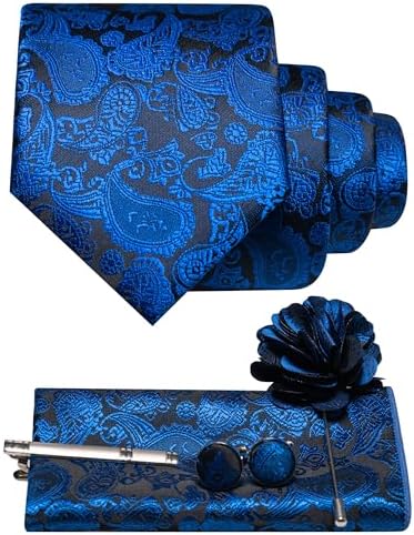 Men's Paisley Tie Set With Coordinated Design – Elegant Accessories For Weddings, Events, And Formal Occasions