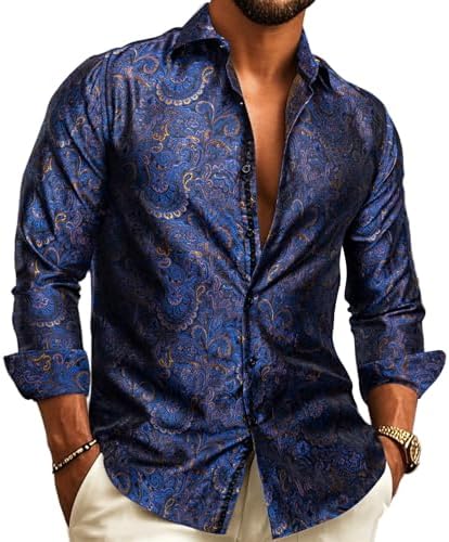 Men's Long-sleeved Paisley Jacquard Shirt – An Elegant Shirt For Weddings, Parties, Evening Wear, And Special Occasions