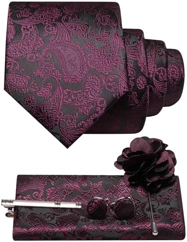 Men's Paisley Tie Set With Coordinated Design – Elegant Accessories For Weddings, Events, And Formal Occasions
