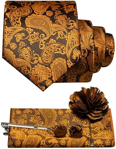 Men's Paisley Tie Set With Coordinated Design – Elegant Accessories For Weddings, Events, And Formal Occasions