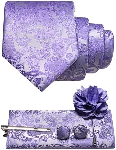 Men's Paisley Tie Set With Coordinated Design – Elegant Accessories For Weddings, Events, And Formal Occasions