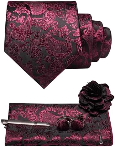 Men's Paisley Tie Set With Coordinated Design – Elegant Accessories For Weddings, Events, And Formal Occasions