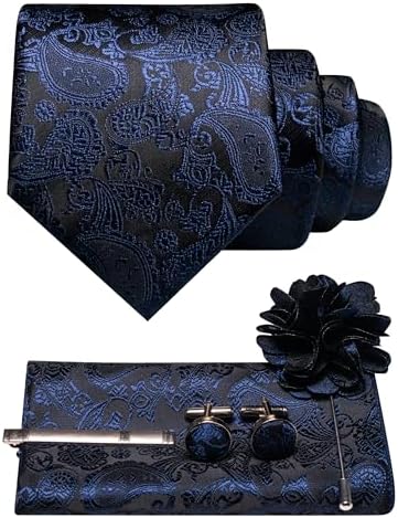 Men's Paisley Tie Set With Coordinated Design – Elegant Accessories For Weddings, Events, And Formal Occasions