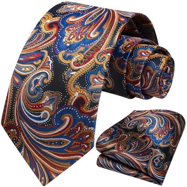Men's Tie Set With Floral Paisley Pattern – Elegant Formal Accessories For Weddings, Parties, And Special Occasions
