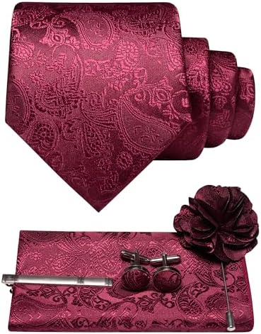 Men's Paisley Tie Set With Coordinated Design – Elegant Accessories For Weddings, Events, And Formal Occasions