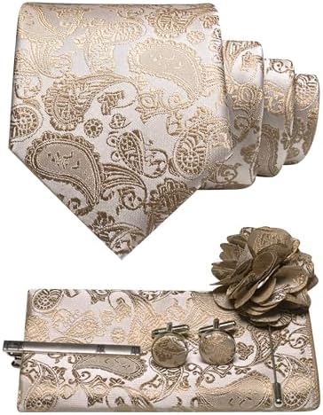 Men's Paisley Tie Set With Coordinated Design – Elegant Accessories For Weddings, Events, And Formal Occasions