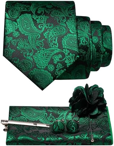 Men's Paisley Tie Set With Coordinated Design – Elegant Accessories For Weddings, Events, And Formal Occasions