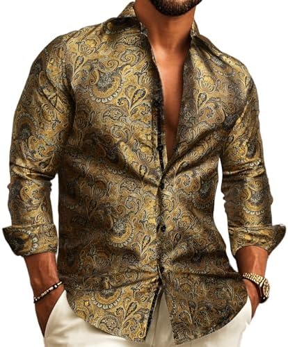 Men's Long-sleeved Paisley Jacquard Shirt – An Elegant Shirt For Weddings, Parties, Evening Wear, And Special Occasions