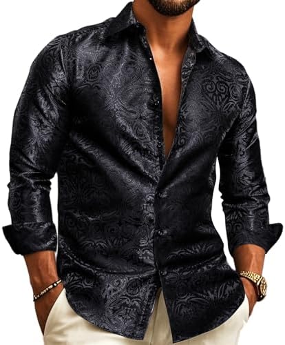 Men's Long-sleeved Paisley Jacquard Shirt – An Elegant Shirt For Weddings, Parties, Evening Wear, And Special Occasions