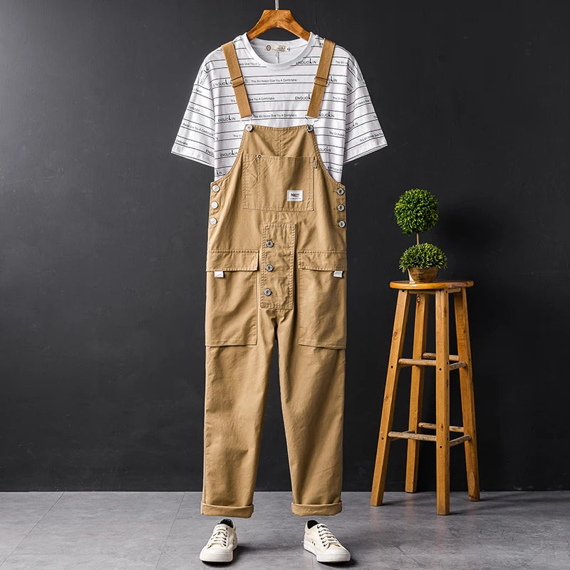 Men's Cargo Bib Overalls With Multiple Pockets – Practical Work Pants In A Jumpsuit Style For Work, Everyday Use, And Leisure