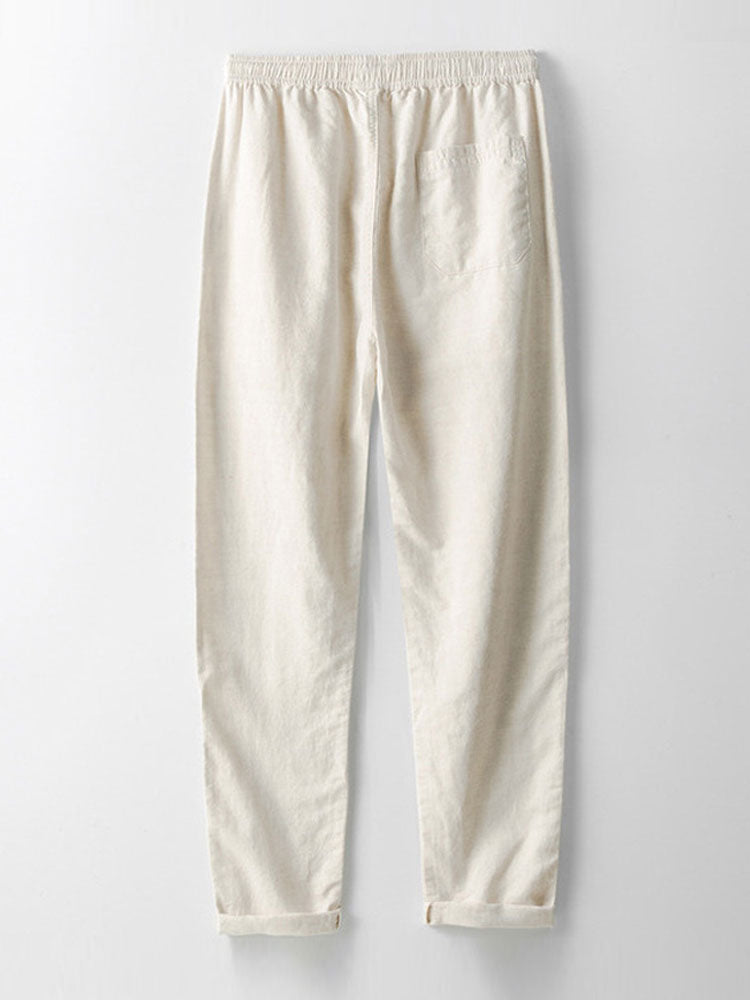 Evan | Shirt in linen and viscose blend with buttons and straight linen pants