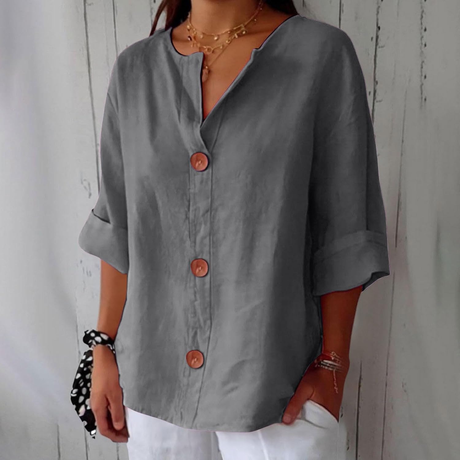 Celeste - Casual Linen Blouse