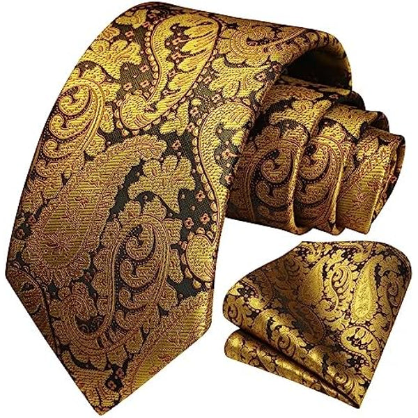 Men's Tie Set With Floral Paisley Pattern – Elegant Formal Accessories For Weddings, Parties, And Special Occasions