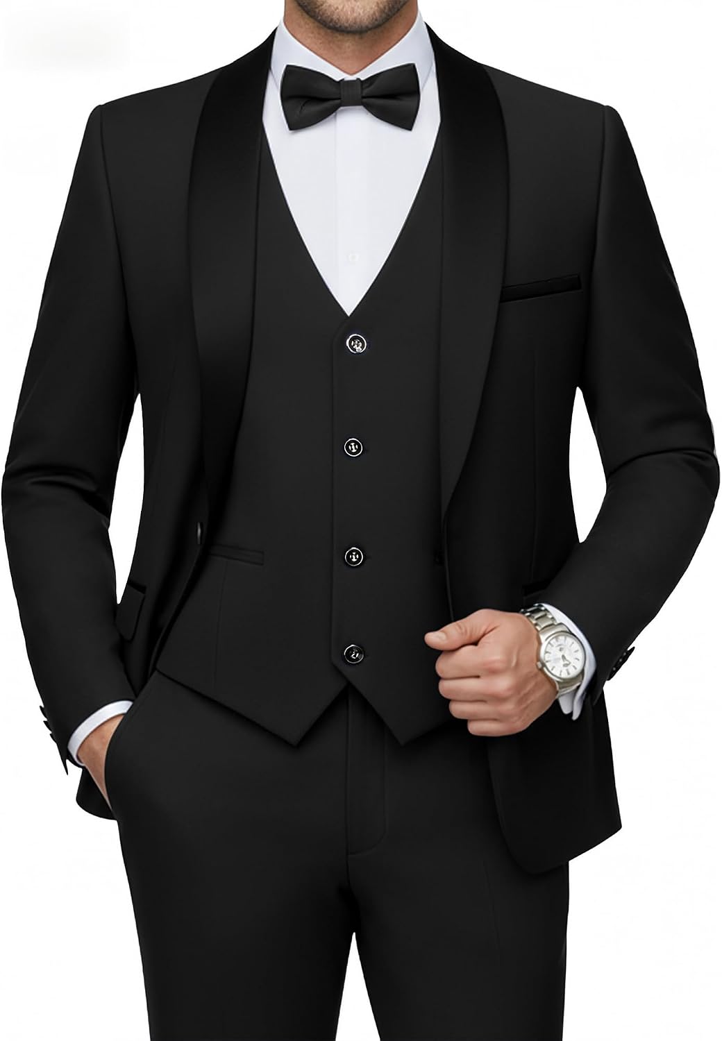 Men's 3-piece Tuxedo With Shawl Collar And Slim Fit – An Elegant Suit For Weddings, Evening Events, And Formal Occasions