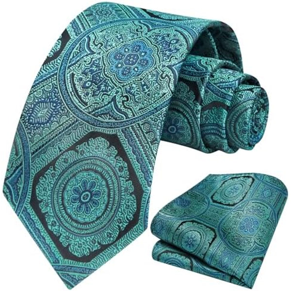 Men's Tie Set With Floral Paisley Pattern – Elegant Formal Accessories For Weddings, Parties, And Special Occasions