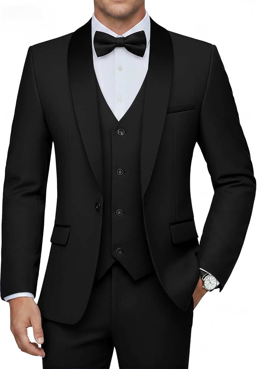 Men's 3-piece Tuxedo With Shawl Collar And Slim Fit – An Elegant Suit For Weddings, Evening Events, And Formal Occasions