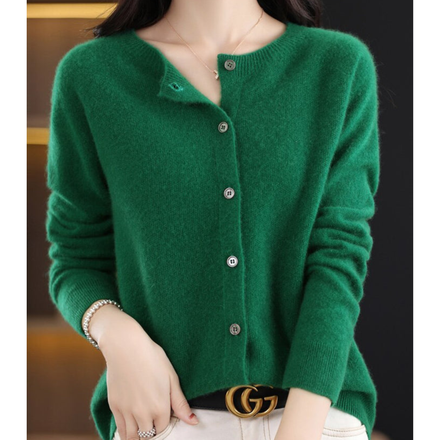 Aurelia - Elegant and Soft Crew Neck Cardigan for Women