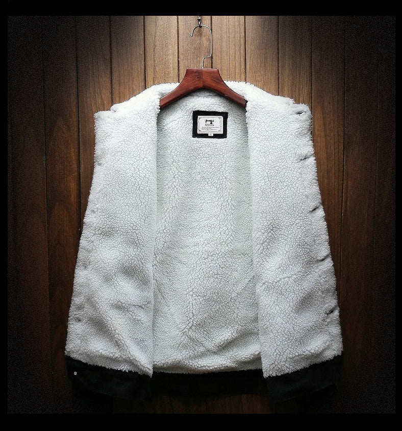 Men's Fleece-lined Denim Jacket - Warm Button-front For Autumn And Winter
