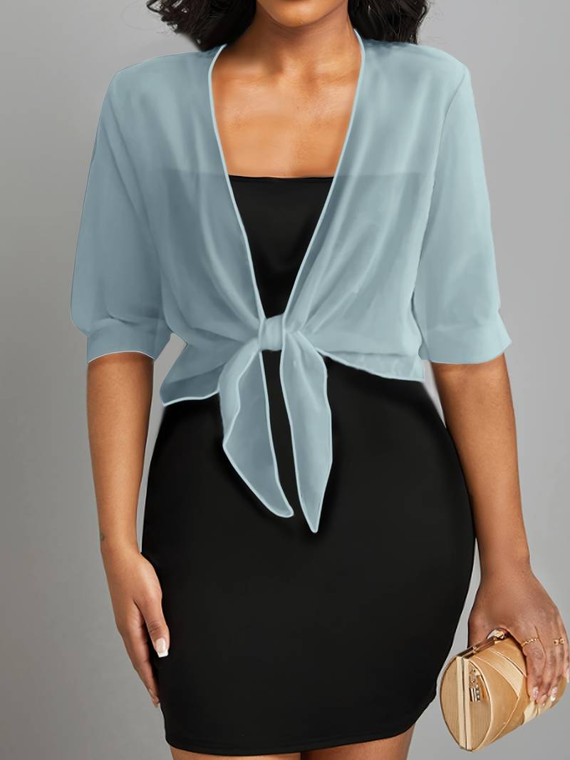 Women's Sheer Chiffon Bolero Top With A Tie – A Short And Elegant Top For Parties, Evening Wear, And Special Occasions