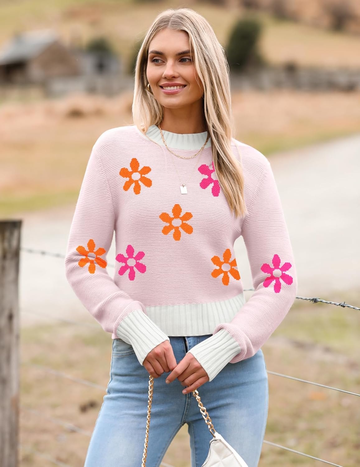 Porsia – Women's Short Crew Neck Autumn Jumper