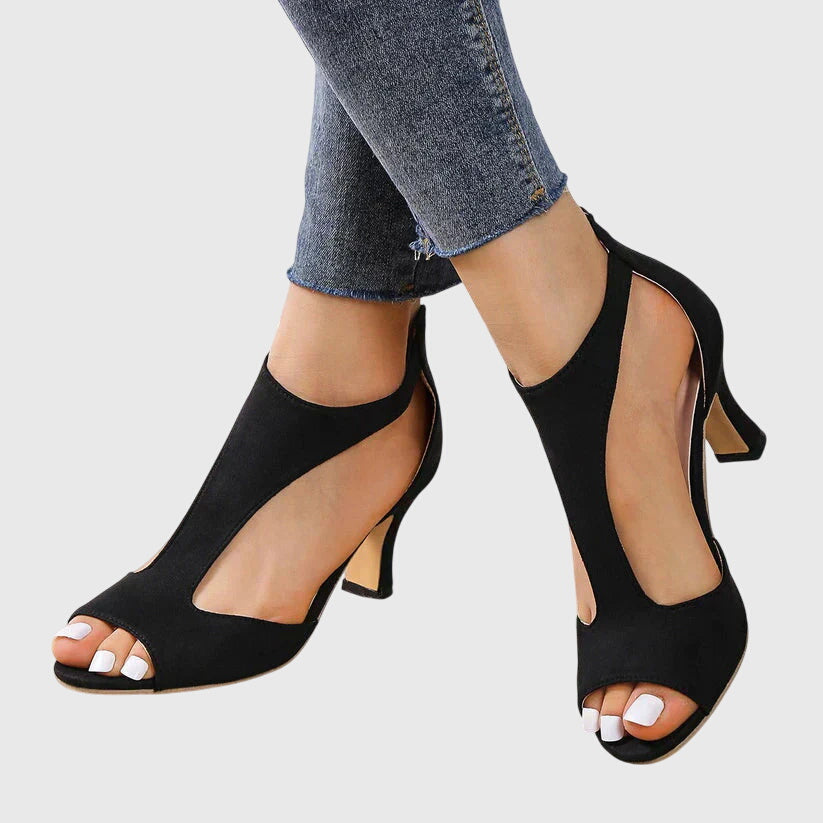 Camille | Women Elegant Open Toe Cutout Heels