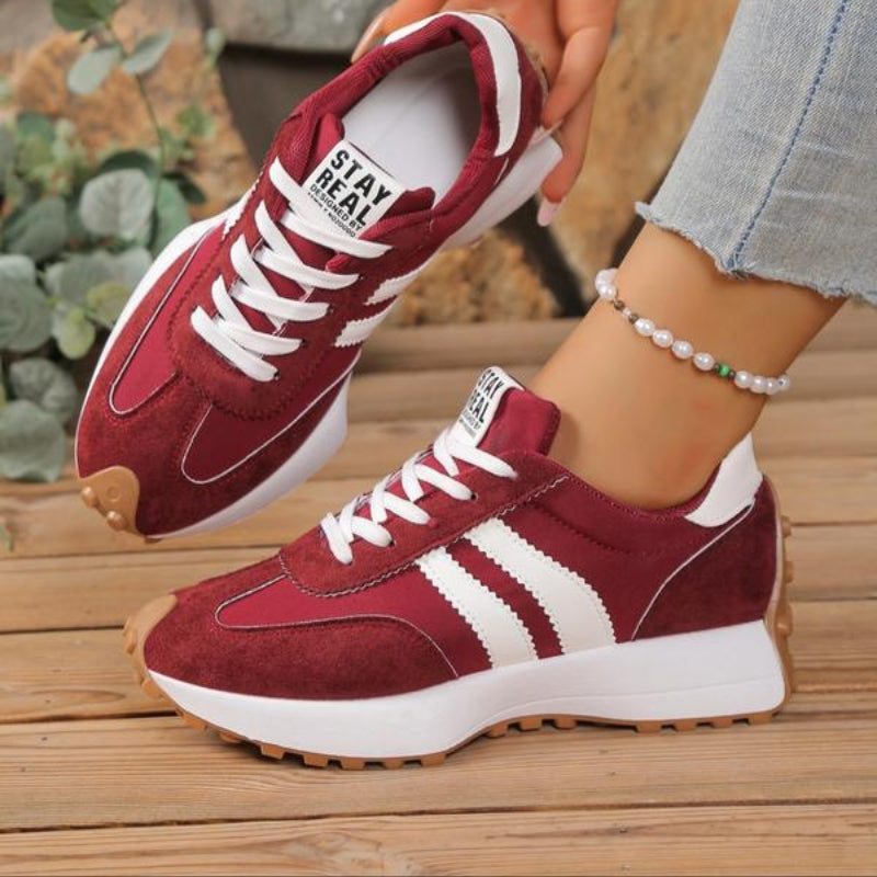 Women's Suede Platform Sneakers - Retro-inspired Running Trainers For Stylish Everyday Wear