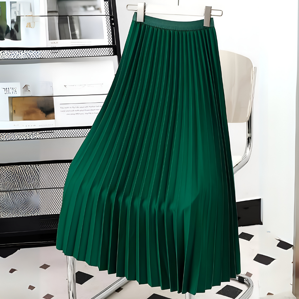 Women's Pleated Midi Skirt With A High Waist And A-line Silhouette – An Elegant Skirt For Everyday Wear, The Office, And Smart-casual Styles