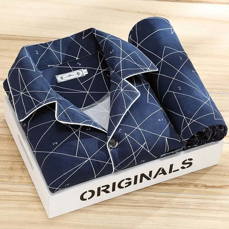 Men's Pajama Set With A Print And Breathable Design – Comfortable Sleepwear With A Button Closure For Home, Relaxation, And As A Gift