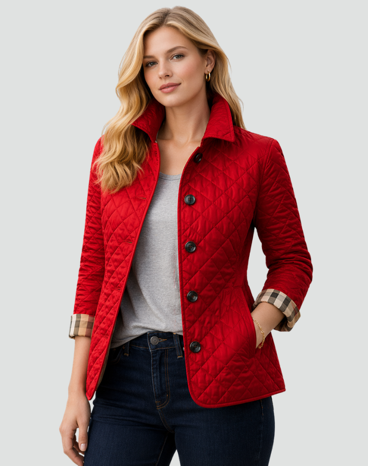 Women's Quilted Jacket - Button-front Collared Outerwear For Lightweight Everyday Wear