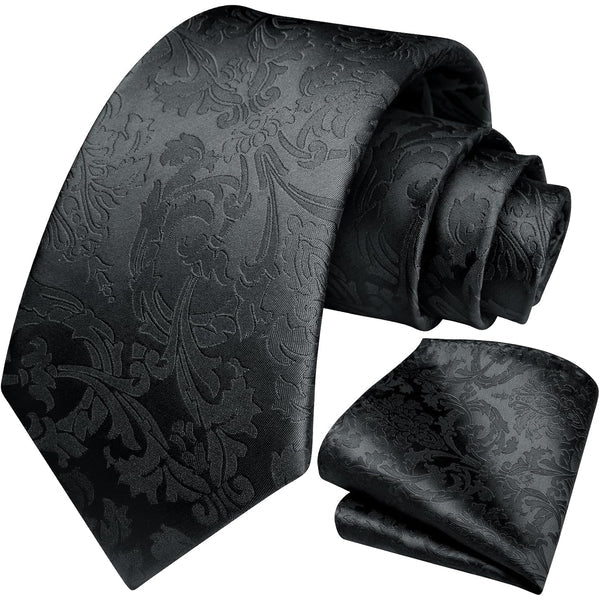 Men's Tie Set With Floral Paisley Pattern – Elegant Formal Accessories For Weddings, Parties, And Special Occasions