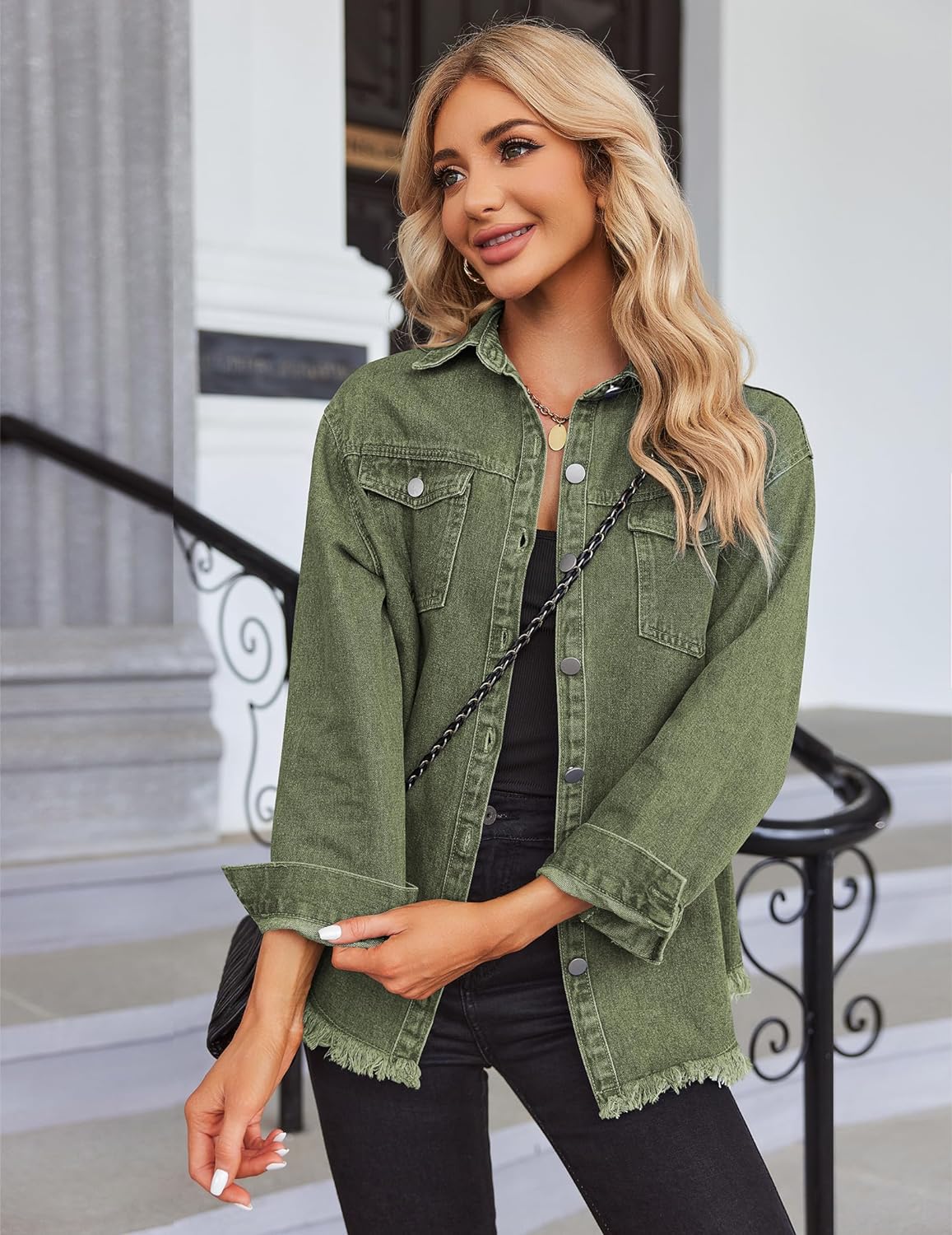 Pontia – Women's Denim Jacket with Distressed Effect