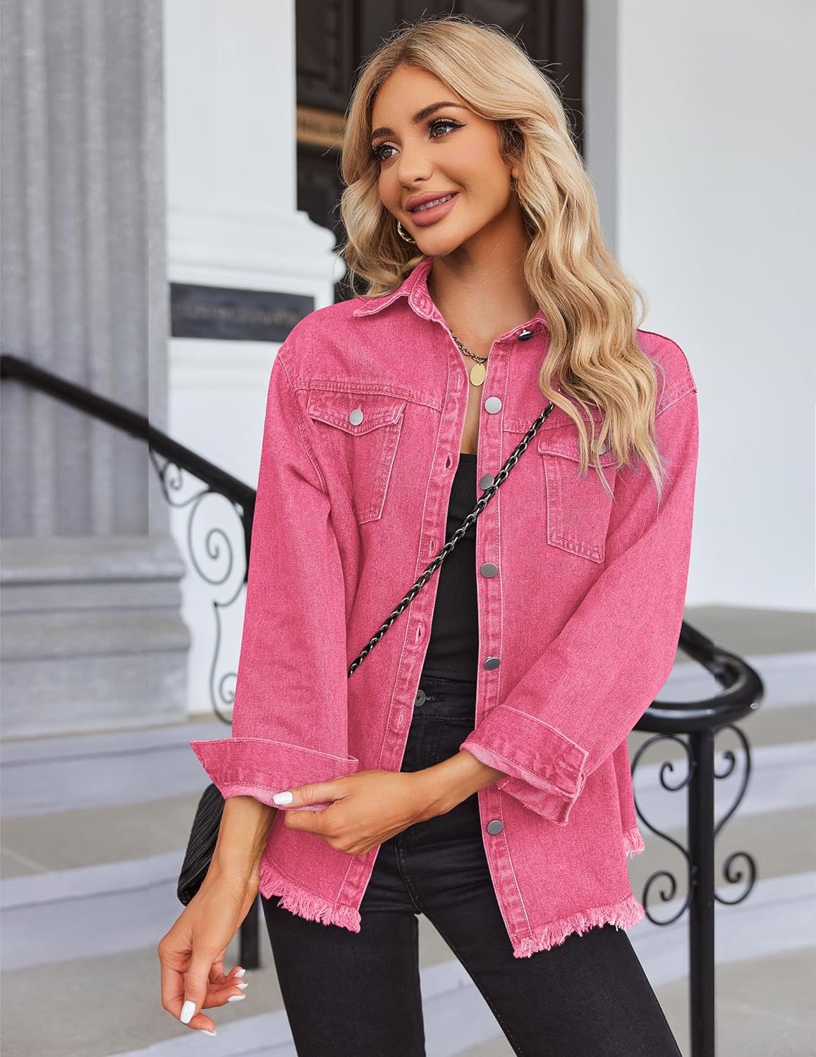 Pontia – Women's Denim Jacket with Distressed Effect