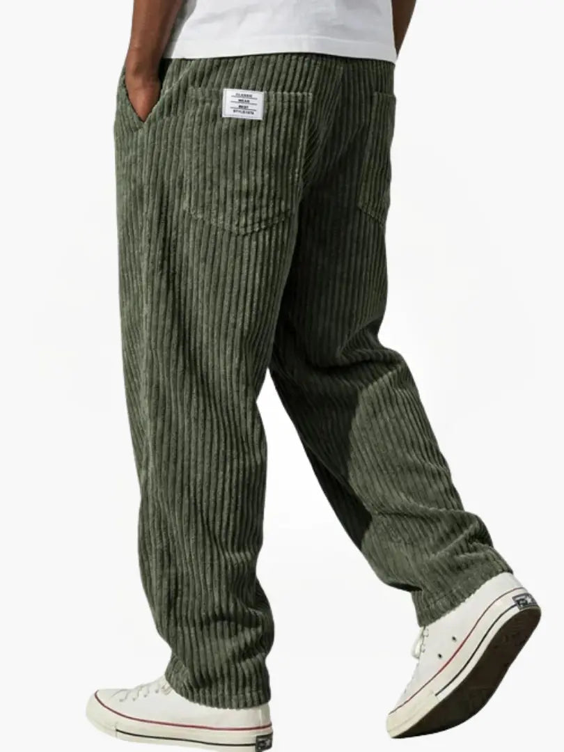 Men's Relaxed-fit Corduroy Pants With A Drawstring Waist – Comfortable Pants For Everyday Wear, Leisure, And Casual Style