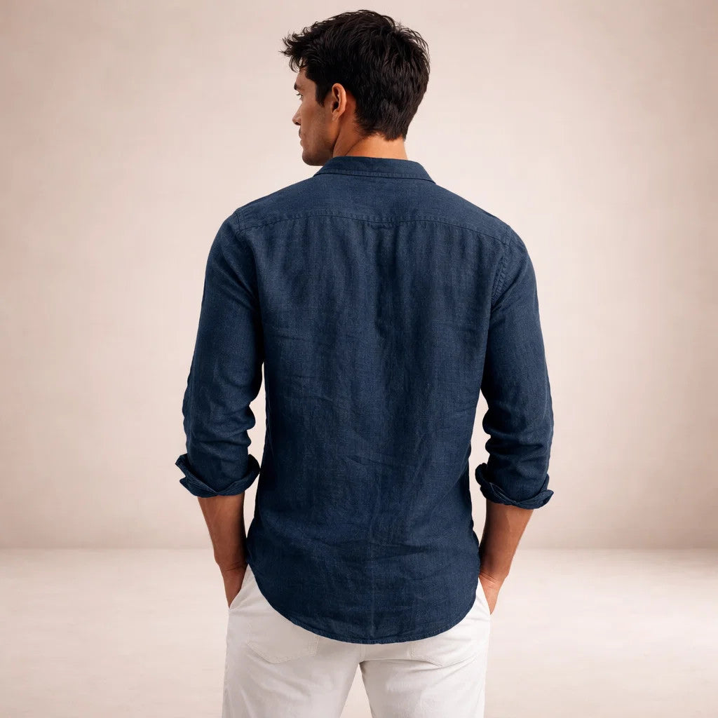 Men's Regular Fit Linen Button-Down Shirt - Casual Summer Shirt for Everyday Wear