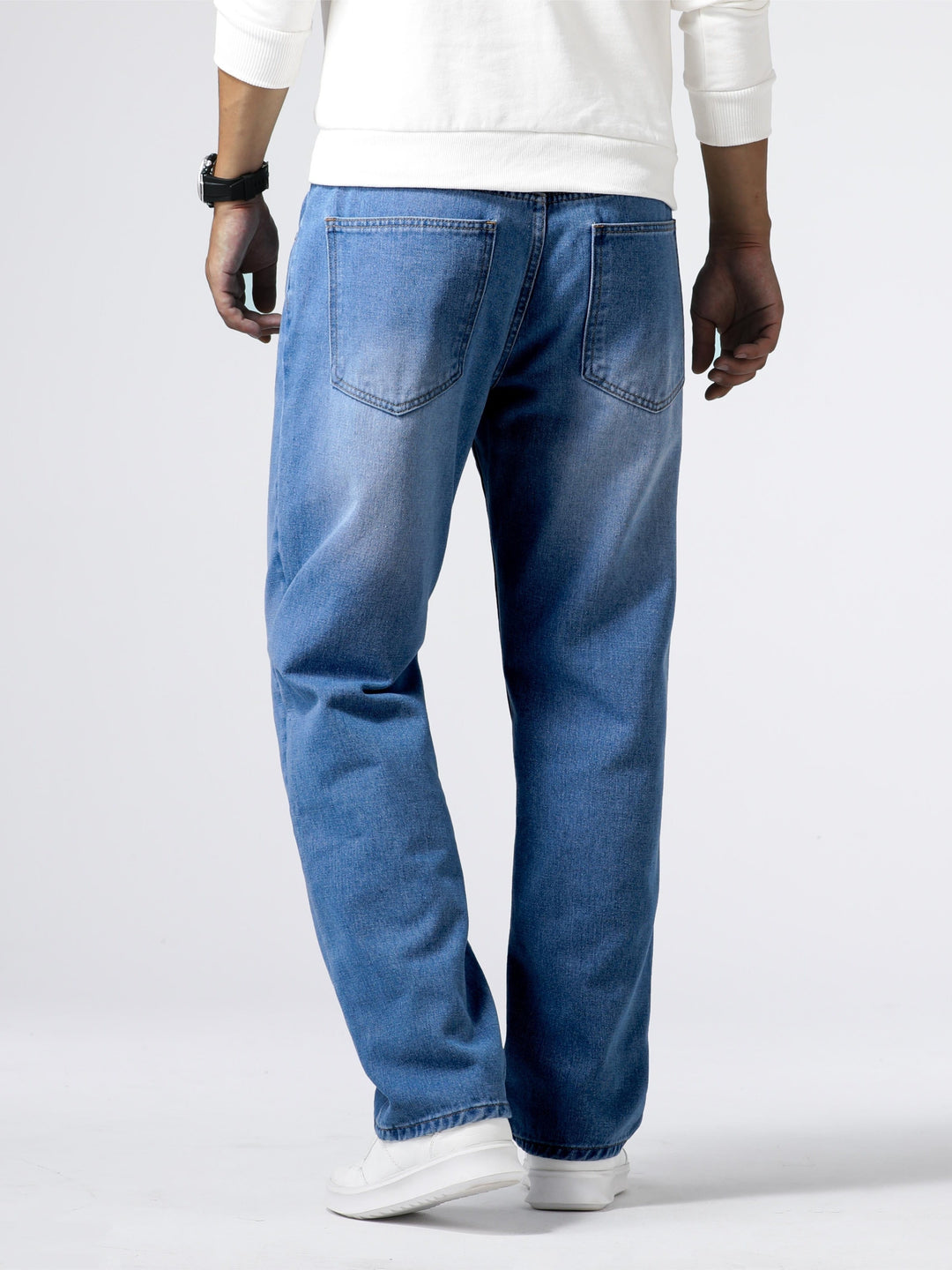 Men's Straight-leg Denim Jeans With A Washed Look – Classic Everyday Jeans For Leisure, Everyday Wear, And Casual Style