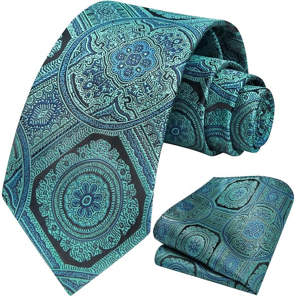 Men's Tie Set With Floral Paisley Pattern – Elegant Formal Accessories For Weddings, Parties, And Special Occasions