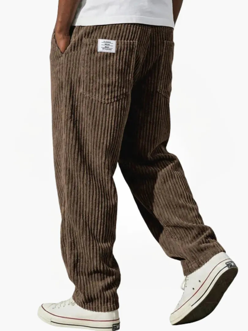 Men's Relaxed-fit Corduroy Pants With A Drawstring Waist – Comfortable Pants For Everyday Wear, Leisure, And Casual Style