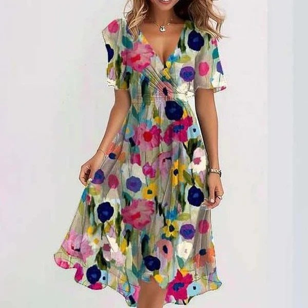 Anna| Asymmetrical Wrap Dress with Puff Sleeves