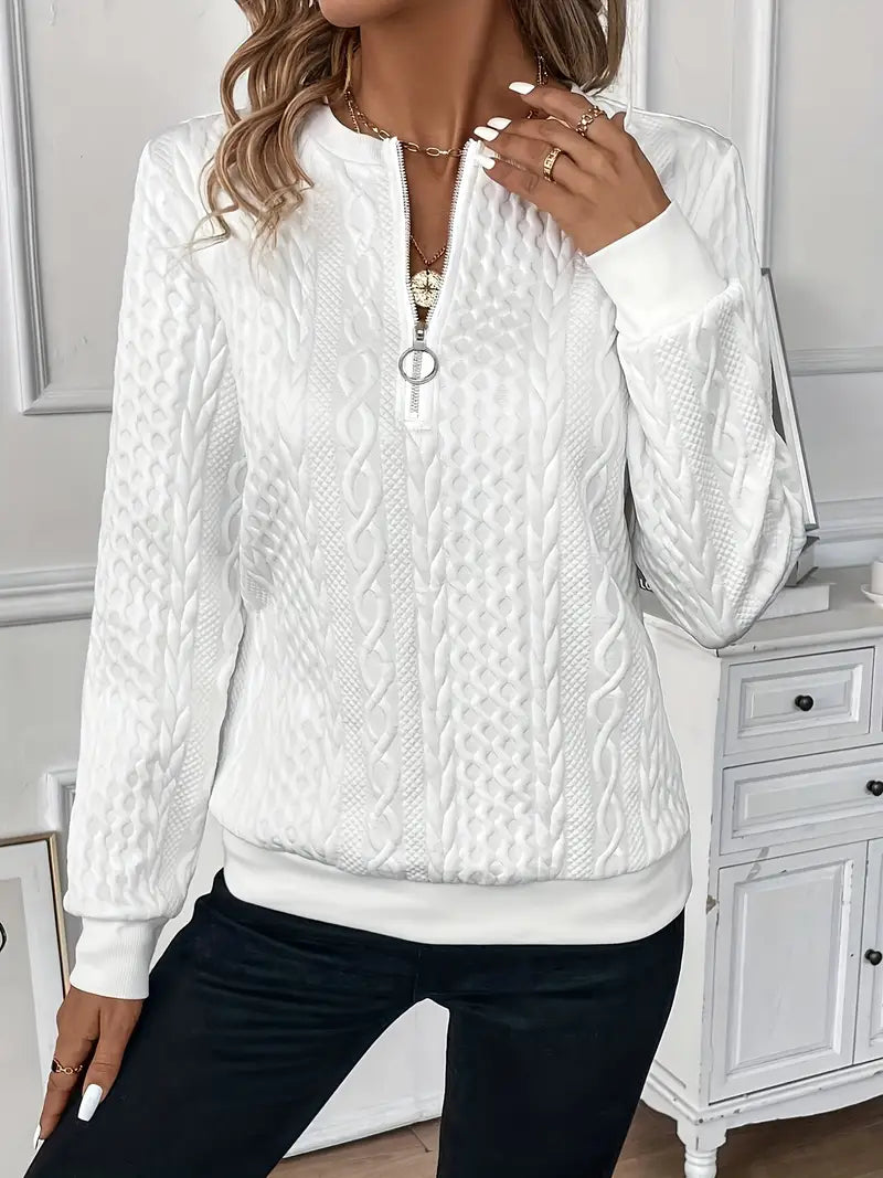 Zoey™ | Stylish Cable Knit Zip Sweater