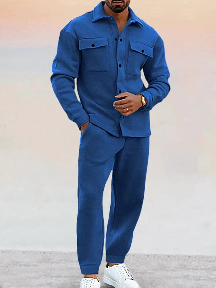 Men's 2-piece Set With A Tailored Overshirt And Tapered Pants – An Elegant And Relaxed Set For Work, Everyday Wear, And Smart-casual Style
