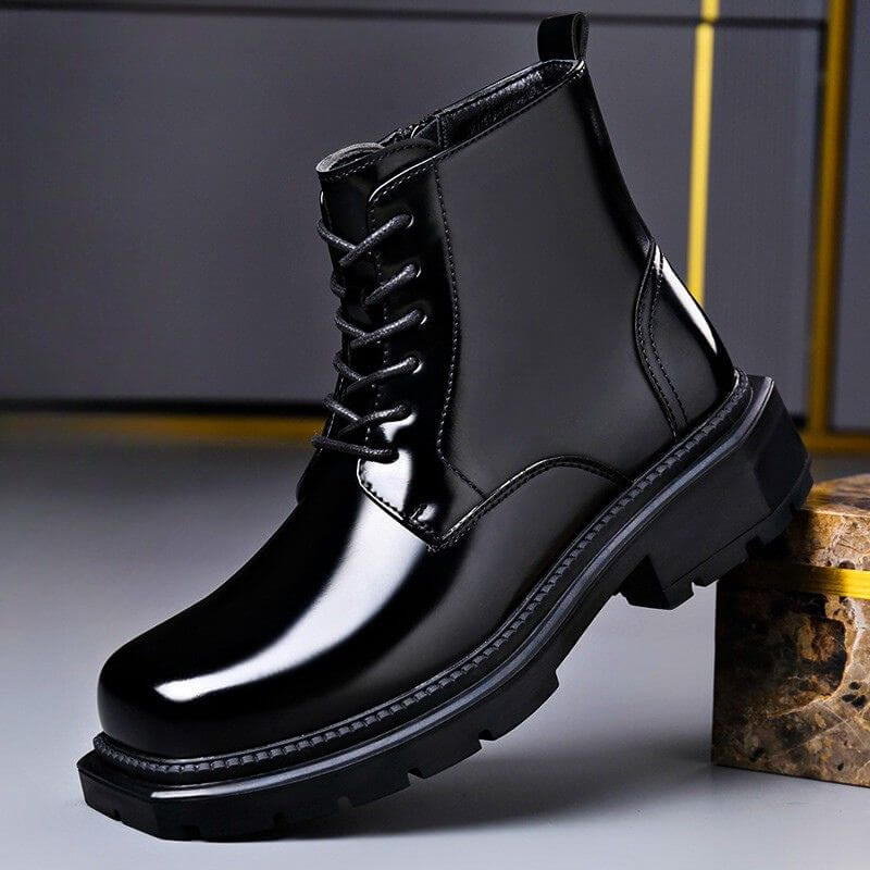 Men's Genuine Leather Derby Boots With Laces And A Sturdy, Slip-resistant Sole—elegant Boots For Everyday Wear And Smart-casual Style