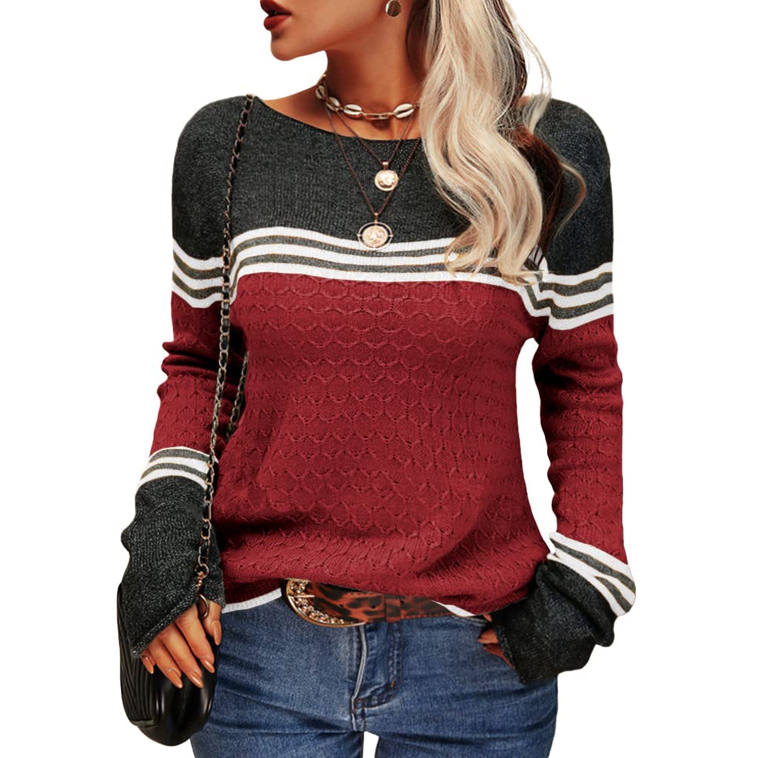 Alba - Elegant Striped Knitted Women's Sweater