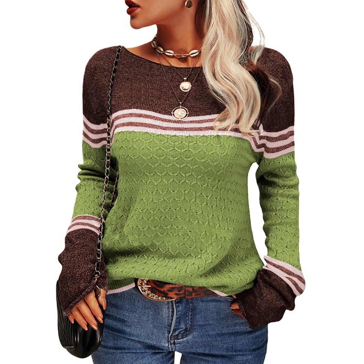 Alba - Elegant Striped Knitted Women's Sweater