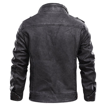 Men's Leather Jacket With Multiple Pockets And A Textured Design – Stylish Outerwear For Fall, Winter, Everyday Wear, And Leisure