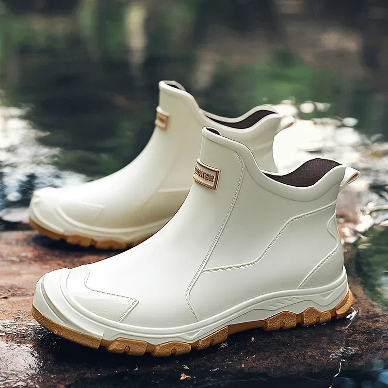 Men's Waterproof Ankle Rain Boots with Non-Slip Soles – Practical Shoes for Commuting, Rainy Weather, and Outdoor Use