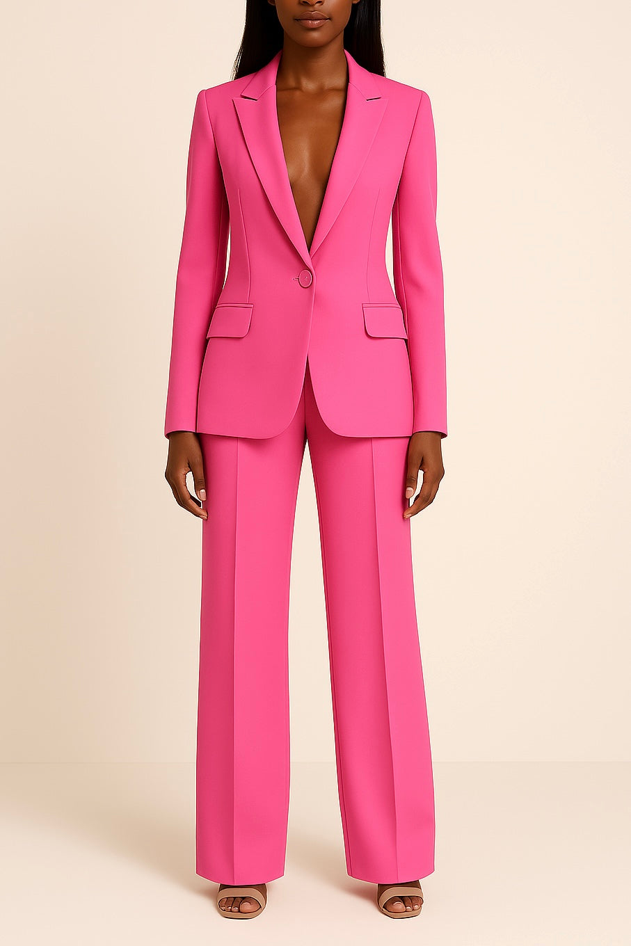 Women's Tailored Blazer And Wide-leg Pants Set – An Elegant Suit Set For The Office, Parties, And Smart-casual Style