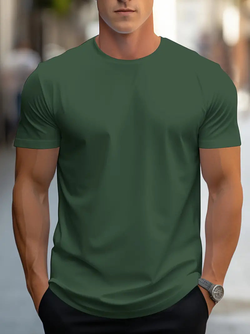 Men's Slim-fit T-shirt With A Round Neck And Short Sleeves – A Classic Basic T-shirt For Everyday Wear, Leisure, And Casual Style
